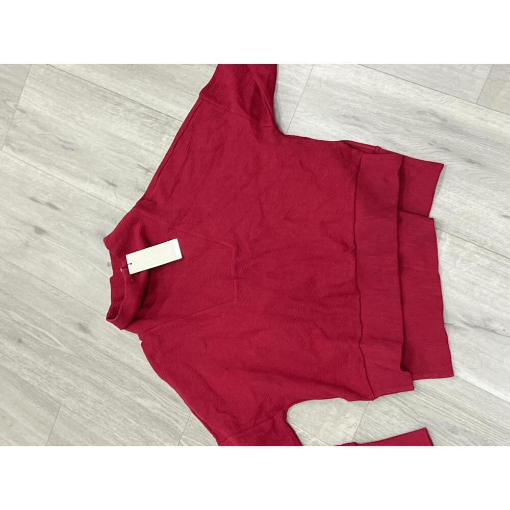 CALIA Women's Herringbone Funnel Neck Sweatshirt in red new - Picture 2 of 6